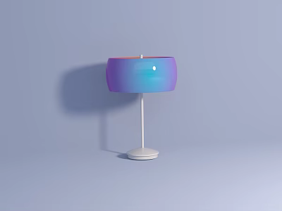 Modern Table Lamp With Gradient Purple Blue Drum Shade And White Base 3d model