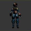 Futuristic Game Movie Character in Blue and Yellow Armor 3D Model Design