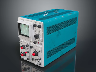 Vintage Turquoise Electronic Oscilloscope With Screen Knobs Buttons And Worn Surface 3d model