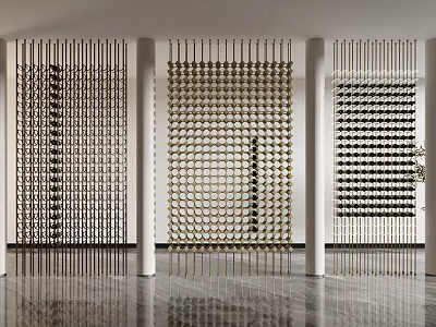 Modern Metal Shelf Units Featuring Geometric Patterns For Interior Partition Decoration 3d model