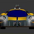 Yellow Sports Car with Blue Window Spiked Front Design Black Stripe and Rear Spoiler