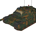 Modern Military Tank With Camouflage Paint Long Gun Barrel Antennas And Tracks