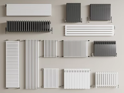 Various Modern Radiator Designs With White And Gray Color Options For Home Heating 3d model