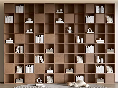 Modern Wood Grain Antique Cabinet Minim Style Bookcase Whole-body Cabinet Bookcase Storage Cabinet Full Wall Cabinet 3d model