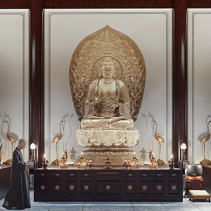 Chinese Temple Religious Buddha Hall 3d model