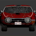 Red Vintage Sports Car With Black Stripes And Retro Exterior Design