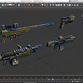 Science Fiction Gun A Group of Pistols Cyberpunk Guns Game Gun Low Face Number Low Model Simple Model Game Sub-era Movie and TV Level Super Realism 3d model