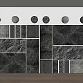 Textured Stone Panel Background Wall With Various Patterns And Circular Decor Elements 3d model