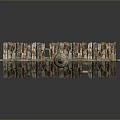 Traditional Wooden Building Model With Decorative Roof Cross Double Doors And Ornate Columns
