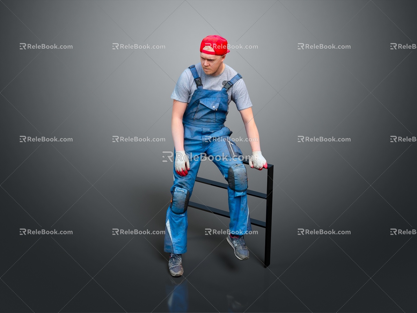 Worker European worker mechanic builder repairman miner digger figure model