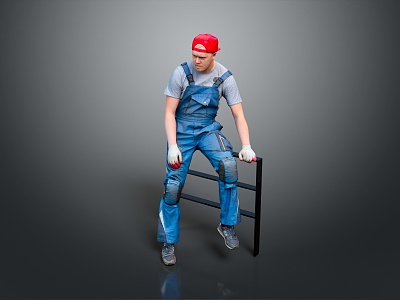 Worker European worker mechanic builder repairman miner digger figure model