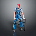 Worker European worker mechanic builder repairman miner digger figure 3d model