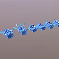 Modern Blue Polygonal Household Decorative Items Arranged In A Row
