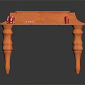 Orange Table With White Top Decorative Legs And Storage Compartments For Small Items