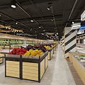 Well Lit Supermarket Department Store Interior Featuring Fresh Fruits Vegetables And Refrigerated Sections
