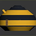 Yellow And Black Circular Equipment With Black Top Lid Side Handle And Brown Straps