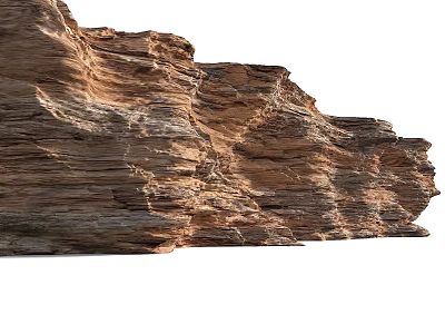 Natural Layered Rock Formation in Garden Landscape with Earthy Brown Red Textures 3d model