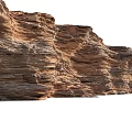 Natural Layered Rock Formation in Garden Landscape with Earthy Brown Red Textures