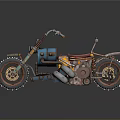 Custom Vintage Motorcycle With Spiked Tires Leather Seat And Metal Accents