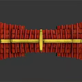 Traditional Chinese Archway Architecture With Red Pillars Golden Ornaments And Red Green Roof