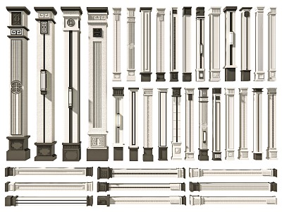 New Chinese Style Column Villa Column Corner Column Decoration Column Construction Column Landscape Column Structural Column Door Column Square Shape Column Roman Column model