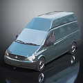 Modern Blue Cargo Van With High Roof Sleek Design And Reflective Surface