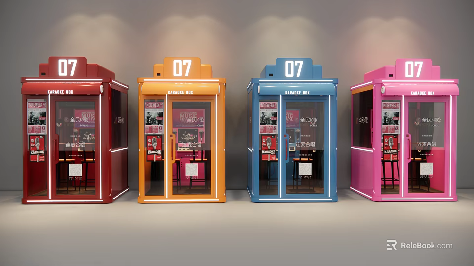 Colorful KTV Booths Number 07 With Modern Interior Design And Tables Chairs 3d model 