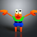 Cartoon Crab Character With Orange Claws Green Shirt And Blue Skirt In 3D Style
