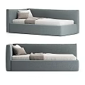 Gray Modern Upholstered Sofa with Soft Pillows and Cozy Throw Blanket Design 3d model