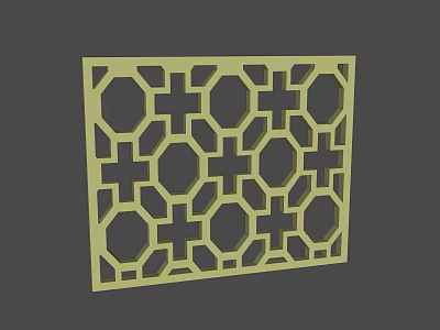 Modern Yellow Decorative Partition With Intricate Geometric Patterns And Hollow Design 3d model