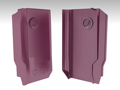 Two Purple Red Hardware Tool Casings With Round Holes And Structural Design 3d model