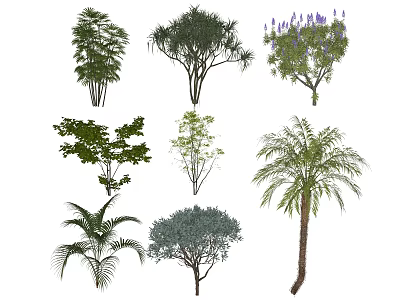 Various Arbor Trees with Diverse Foliage Shapes and Heights for Landscaping 3d model