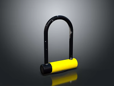 Durable Black And Yellow U Shaped Lock Hardware Tool For Bicycle Gate Security 3d model