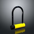 Durable Black And Yellow U Shaped Lock Hardware Tool For Bicycle Gate Security 3d model