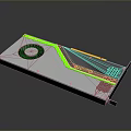 High Performance Computer Graphics Card With Cooling Fan Green Accents Ventilation Holes And Modern Design