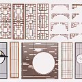 Chinese Style Decorative Partition Screens With Carved Patterns And Circular Designs 3d model