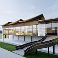 New Chinese Library Architecture Community Library 3d model