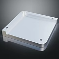 White Square Metal Tray With Four Corner Mounting Holes And Shiny Surface