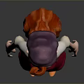 3D Female Character With Red Hair Purple Outfit Headscarf And Stylized Design