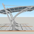 Modern Parking Canopy With Metal Frame Supporting Pillars For Car Space 3d model