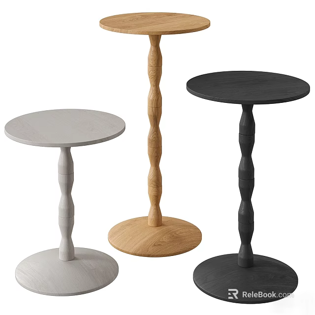 Modern Minimalist Tea Tables With Twisted Legs In Light Gray Wooden Black Colors 3d model 