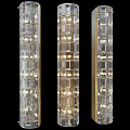 Elegant Modern Wall Lamps With Transparent Glass Blocks And Golden Frames Illuminated