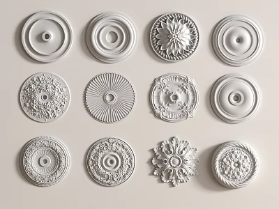 Decorative Ceiling Medallions With Various Ornate And Simple Design Patterns For Home Decoration 3d model