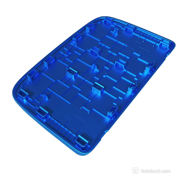 Blue Plastic Mold With Structured Grooves And Protruding Features Design 3d model 