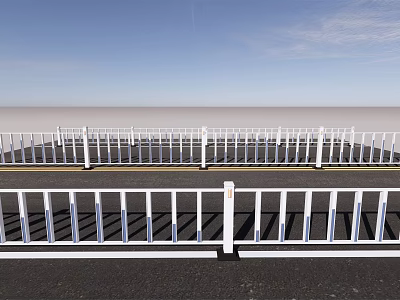 White Road Safety Fence With Metal Railings For Outdoor Traffic Protection 3d model