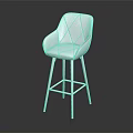 Modern White Bar Stool With Red Stitching Upholstered Backrest And Metal Legs