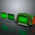 Green Household Gadget With Dual Digital Screens And Orange Accent Controls