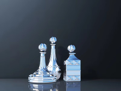 Silver Decorative Ornament Set With Modern Geometric Design And Sleek Metallic Finish 3d model
