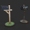 Residential Roadside Mailboxes With Wooden Post And Metal Pole Displaying House Numbers
