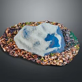 Natural Wood Stone Decorative Tabletop Piece With Light Center Stone And Colorful Chips